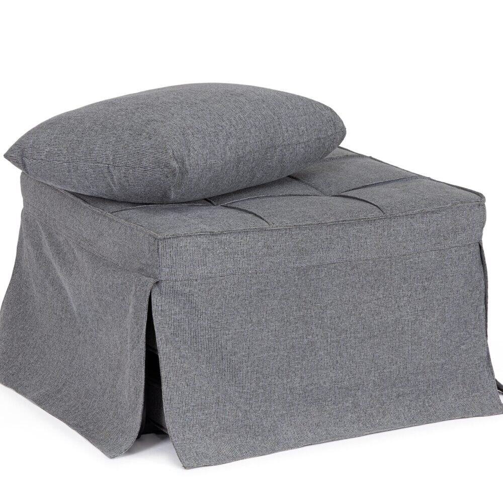 Divano letto imbottito in tessuto grigio per soggiorno e camera da letto.