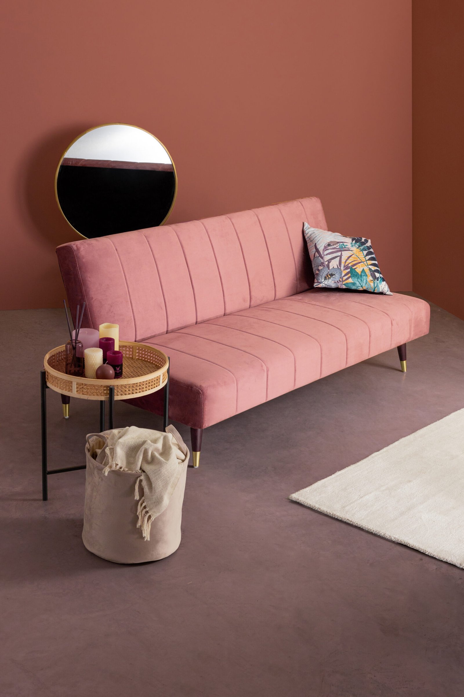 DIVANO LETTO 3P ALMA ROSA