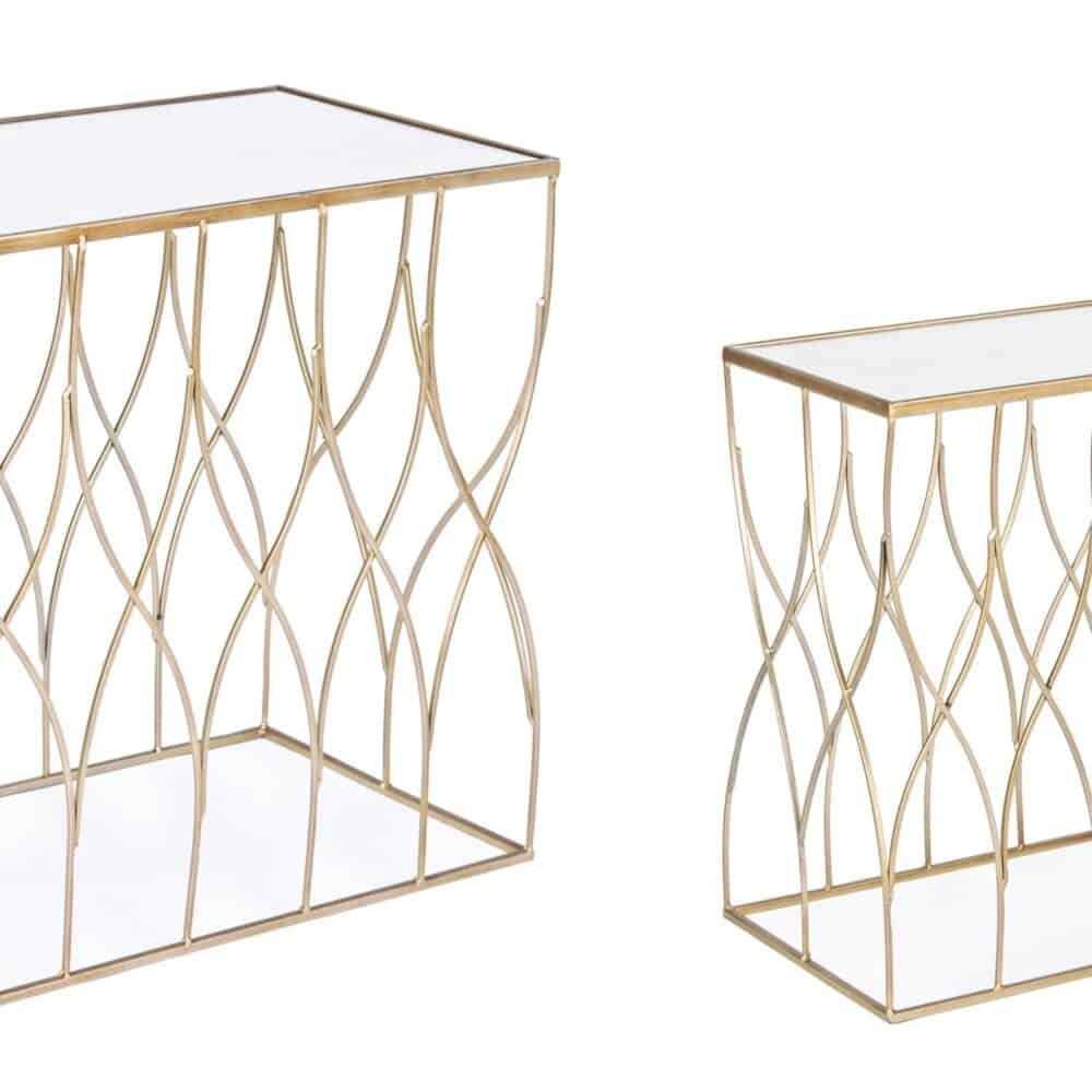 Tavolini oro decorativi con design elegante e raffinato, ideali per salotti e aree living di lusso.