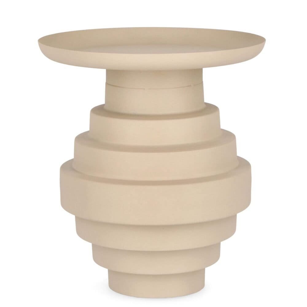 Vaso decorativo di design in ceramica beige, perfetto per interni moderni.