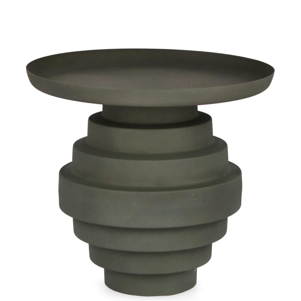 Vaso di design grigio con forma originale e moderna, perfetto per decorare interni ed esterni.