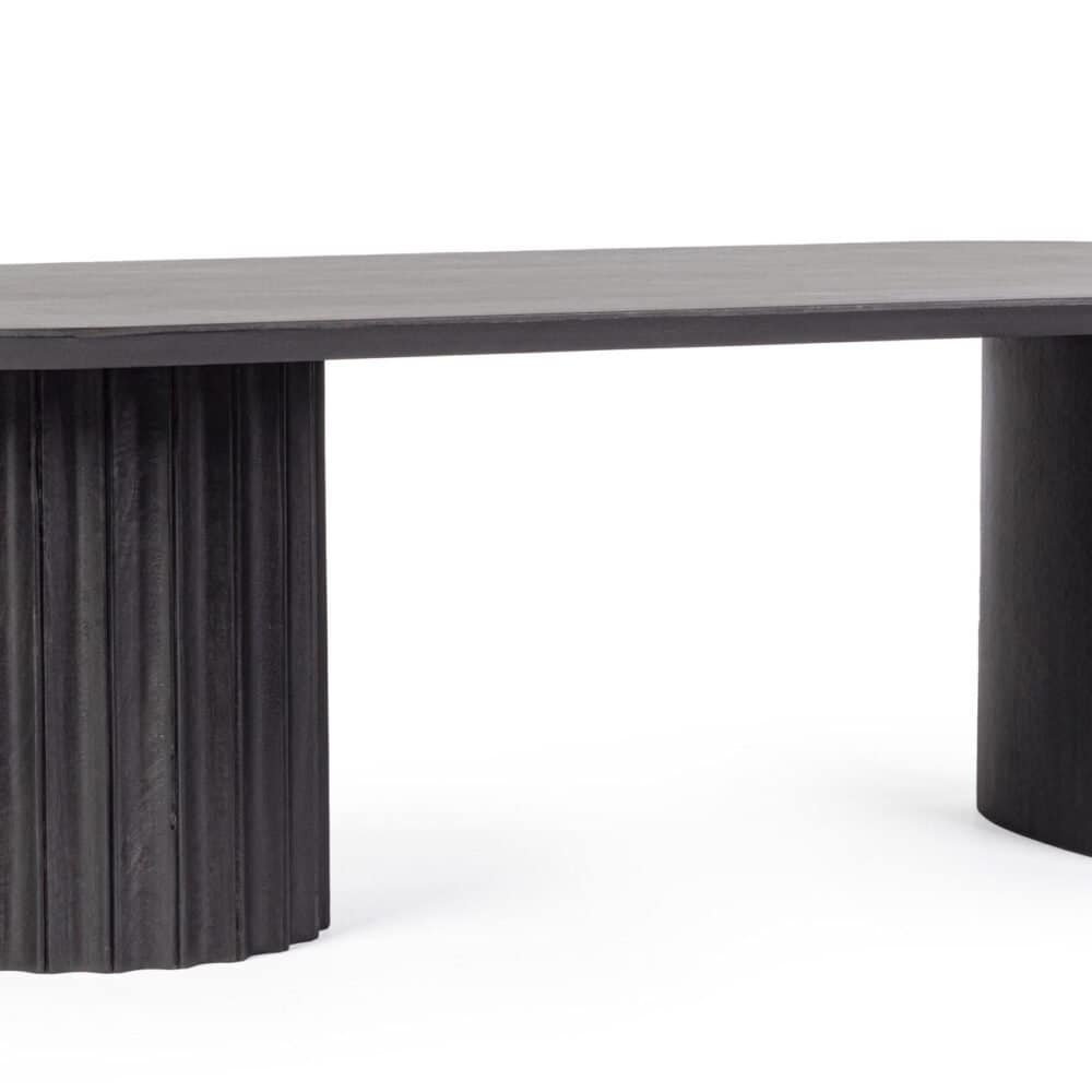 Tavolo elegante in legno con base innovativa per arredi di lusso.