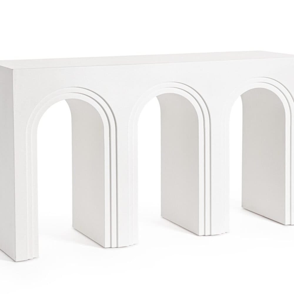 Elemento decorativo in Giunco bianco con archi stilizzati, perfetto per interni moderni.