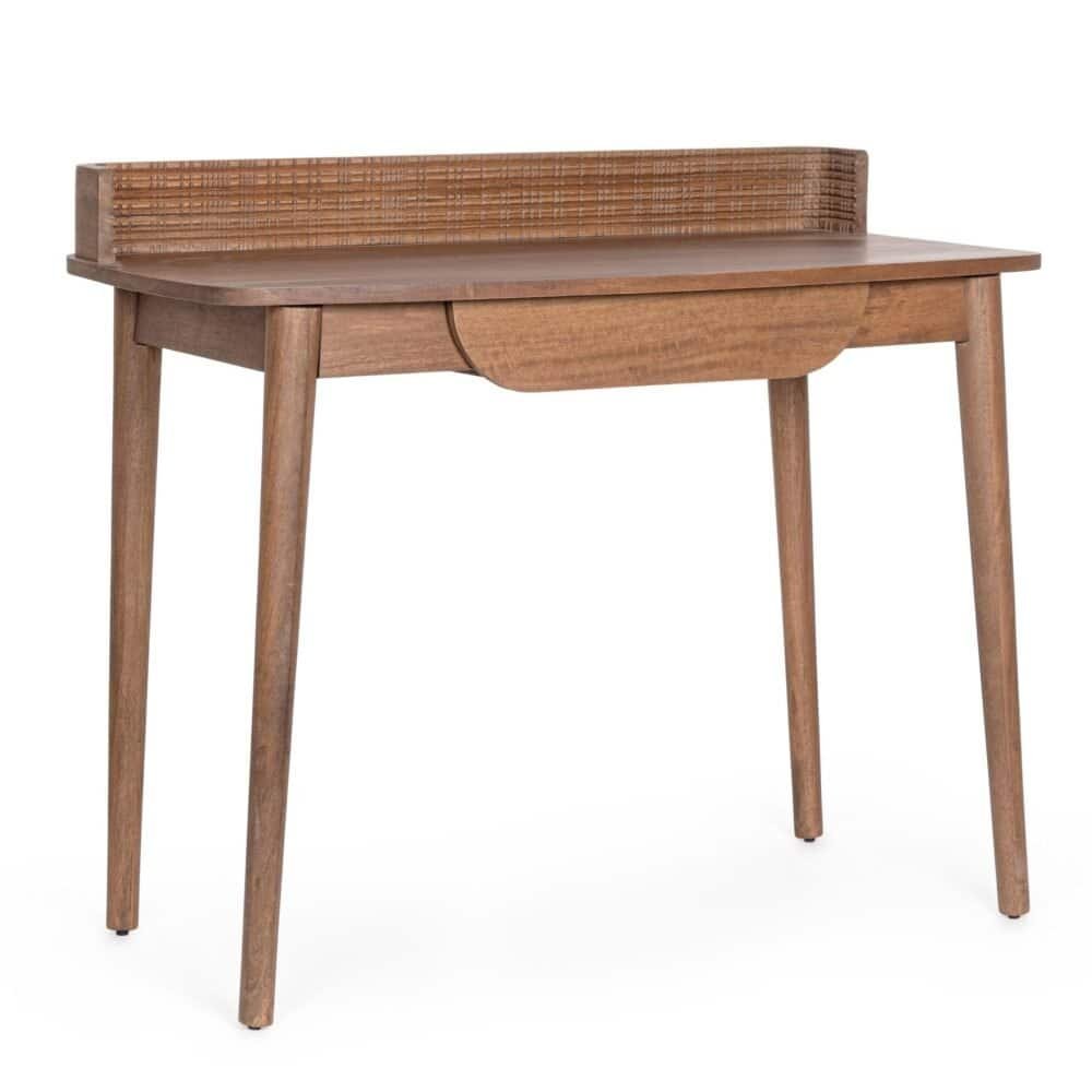 Scrivania in legno naturale con design scandinavo, ideale per scrivanie moderne e funzionali.