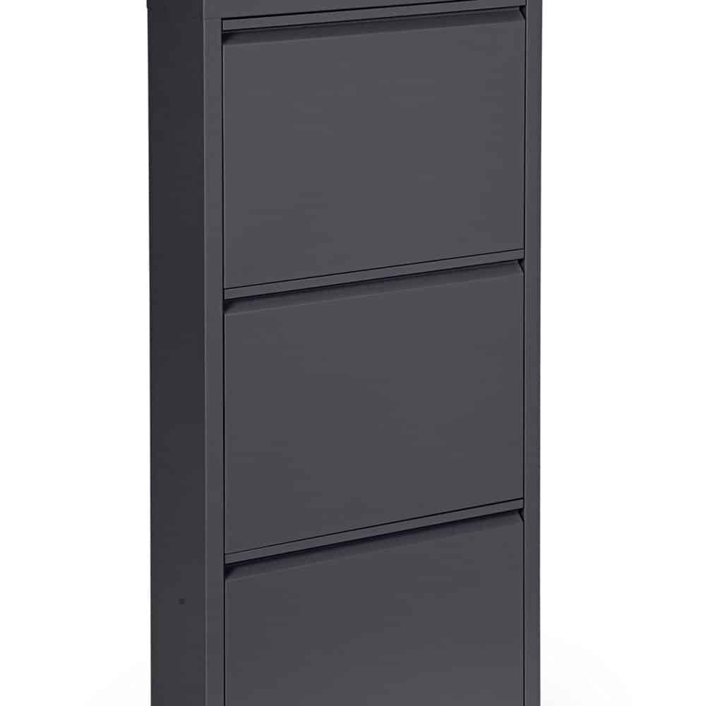 Scarpiera in metallo grigia per organizzare calzature, stile minimal e funzionale.