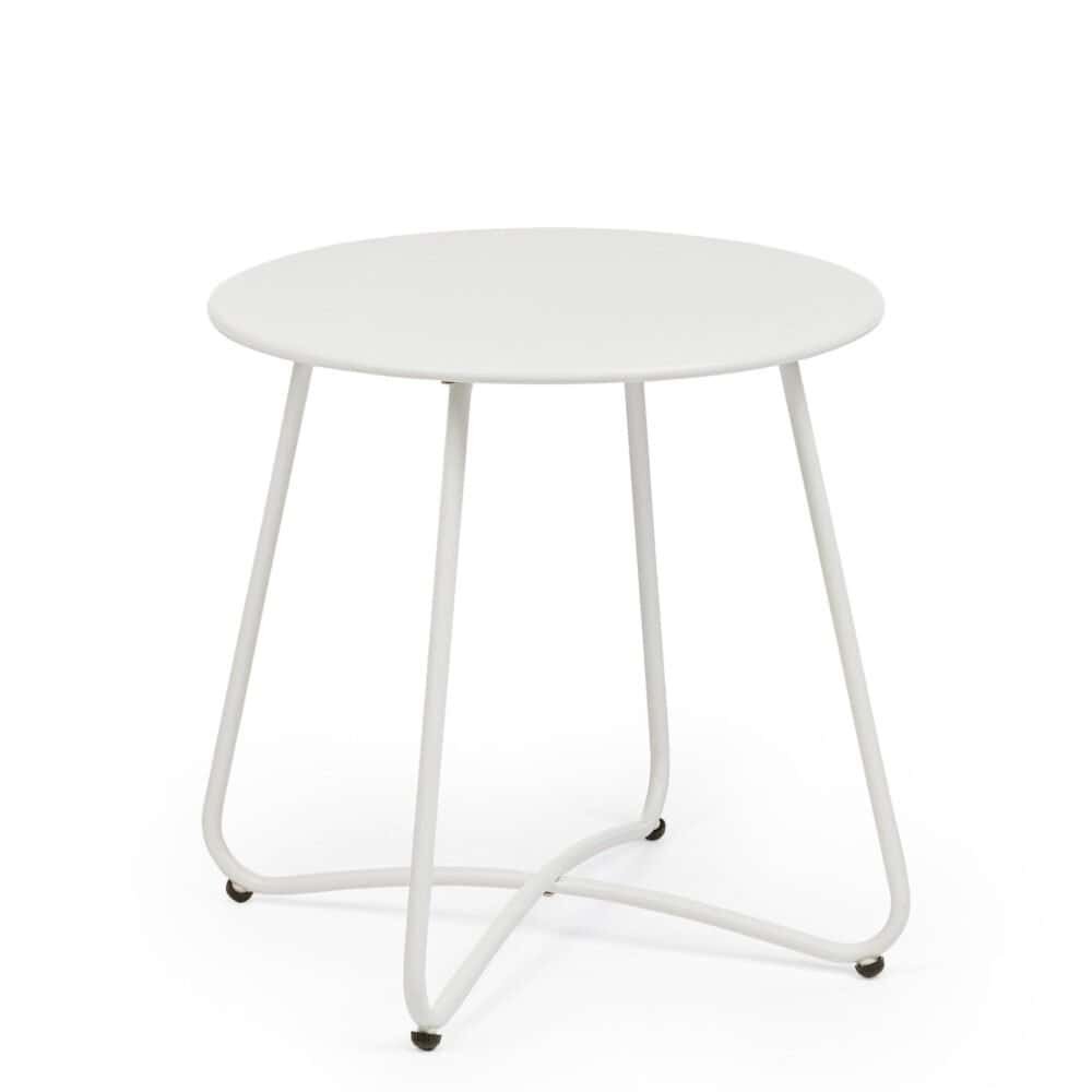 Tavolo rotondo bianco per soggiorno e cucina, design elegante e minimalista, legno stabile e facile da pulire.