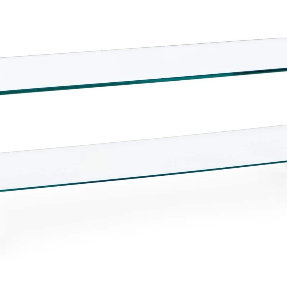 Vetrina in vetro trasparente moderna, ideale per esposizioni di alta qualità e design raffinato.