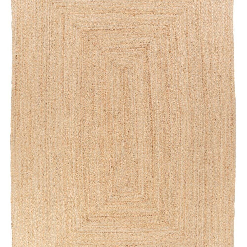 Tappeto beige con design geometrico, ideale per soggiorno e camera da letto. Stile elegante e versatile per la casa.