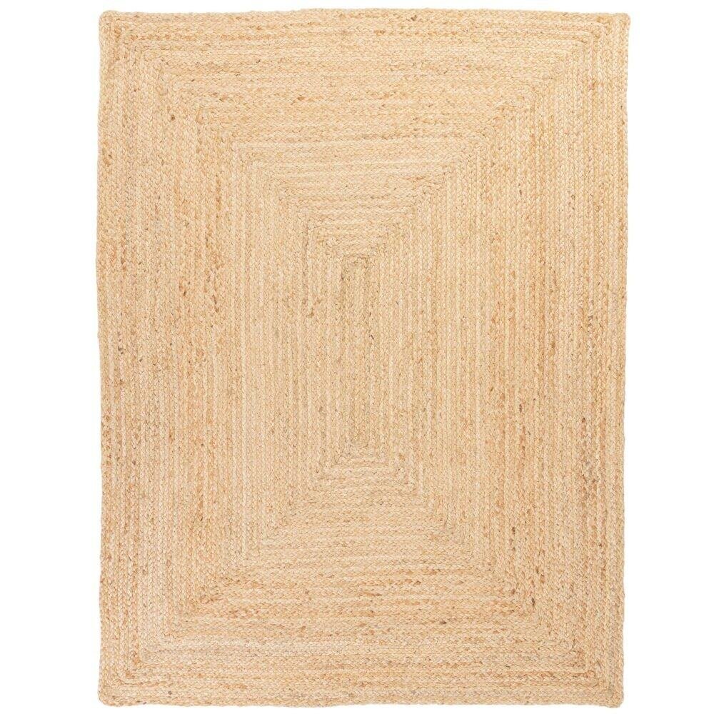 Tappeto beige in fibra naturale, ideale per arredare con stile e comfort gli spazi interni.