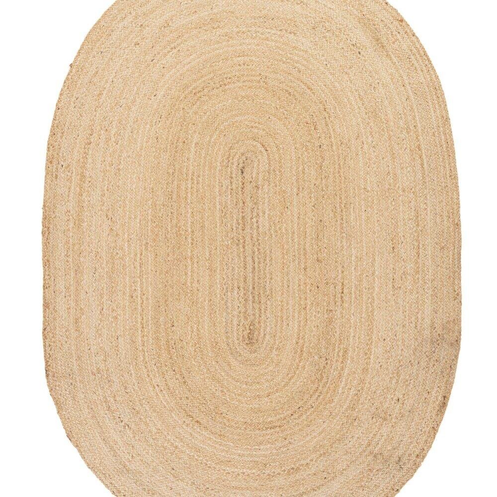 Tappeto rotondo in sisal naturale, perfetto per decorazioni sostenibili e di stile in ogni ambiente domestico.