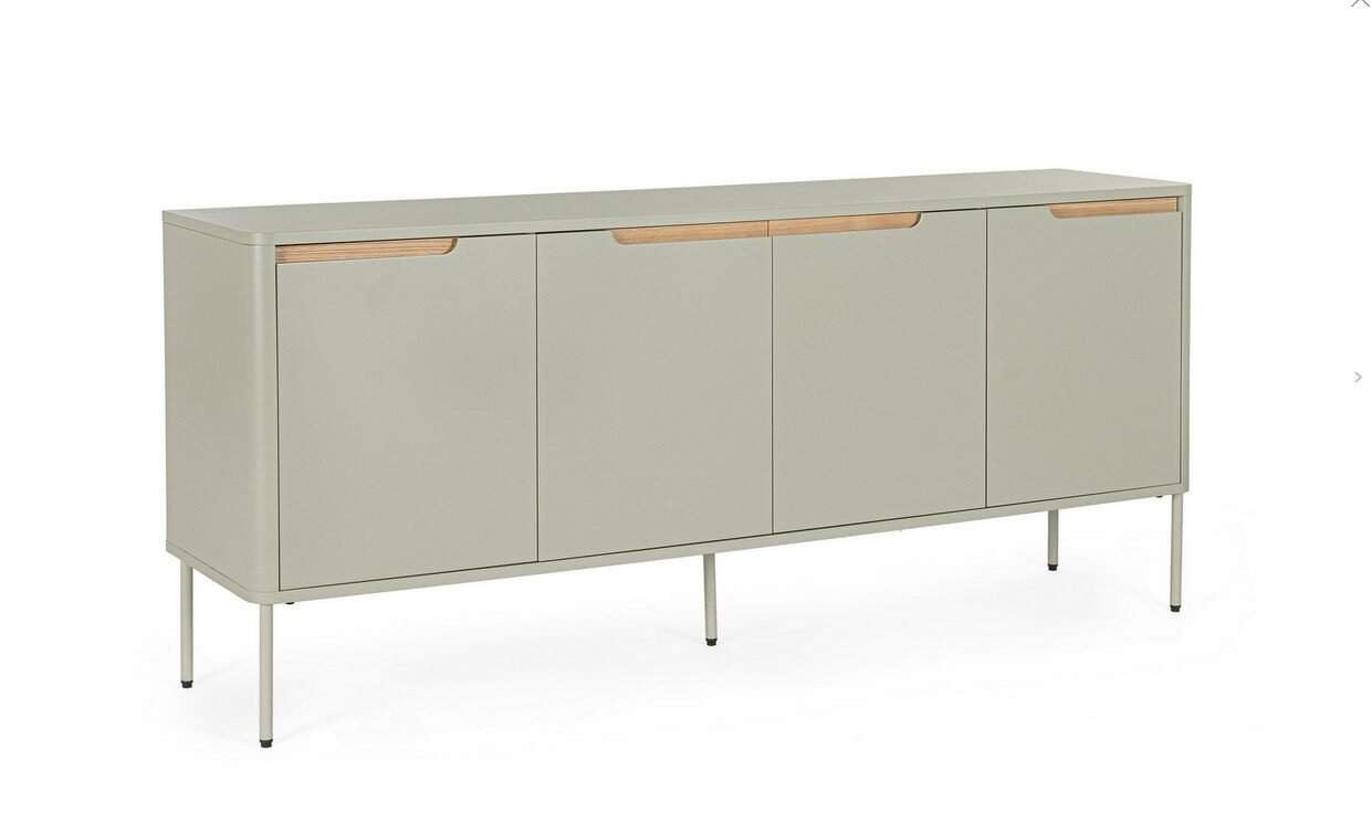 Comò moderno bianco beige. - JOLLYGIUNCO Comò elegante con maniglie in legno naturale, stile minimalista e design funzionale.