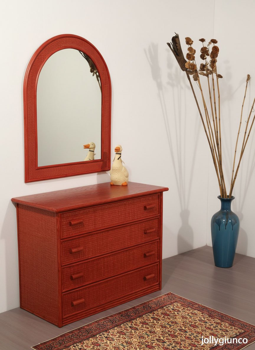 Cassettone in rattan 4 cassetti