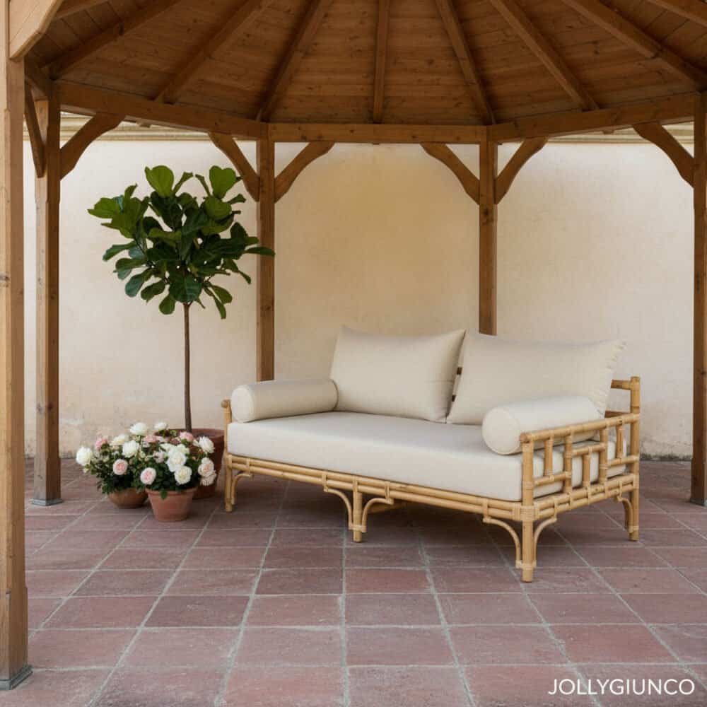 Ottima seduta da esterno in stile naturale.