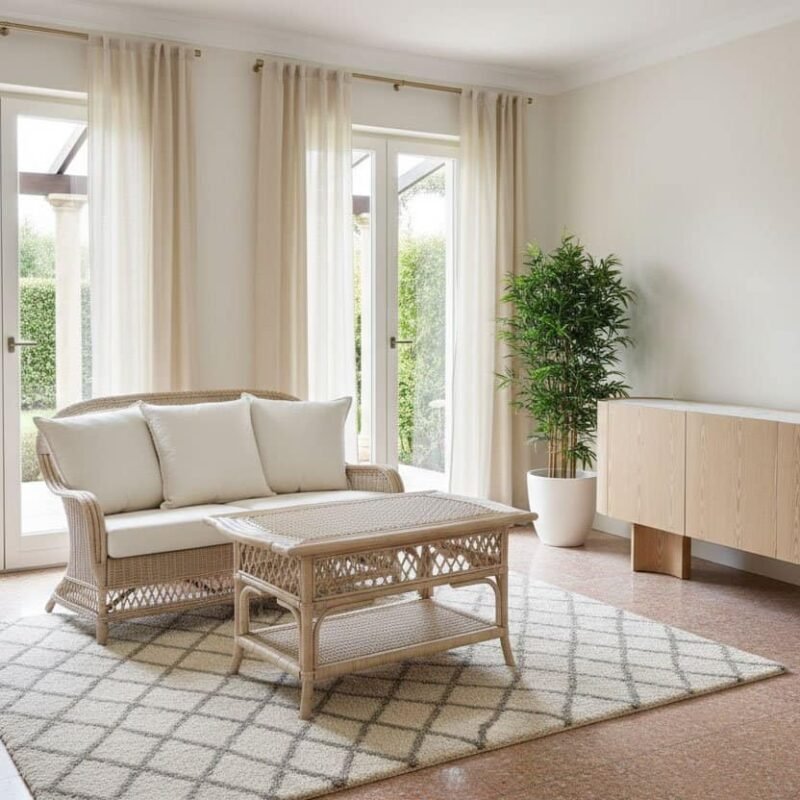 Arredo soggiorno con credenza in rovere Otilia, stile moderno e funzionale.