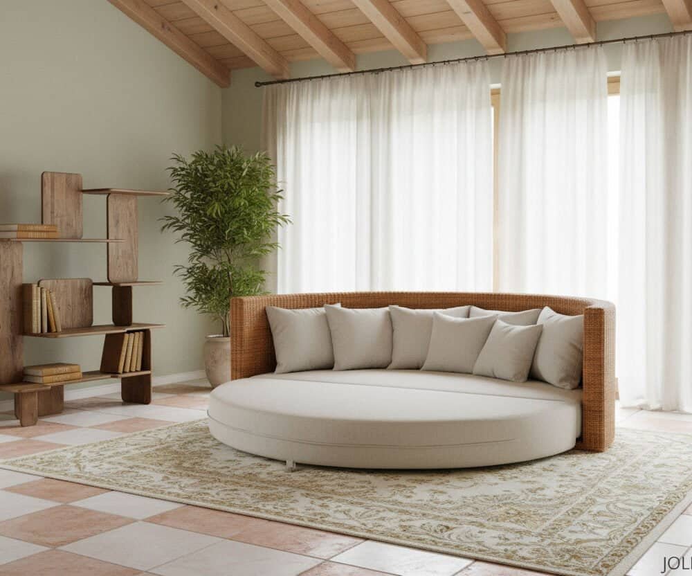 Libreria Nayana con scrivania integrata in stile moderno e naturale.