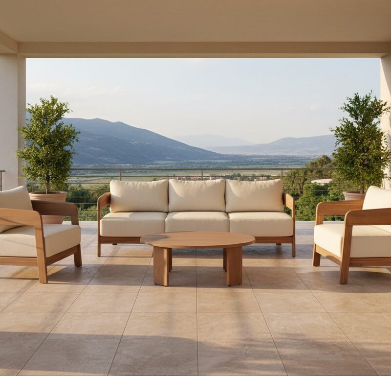 TAVOLINO PABLO OV 100X80 legno di acacia