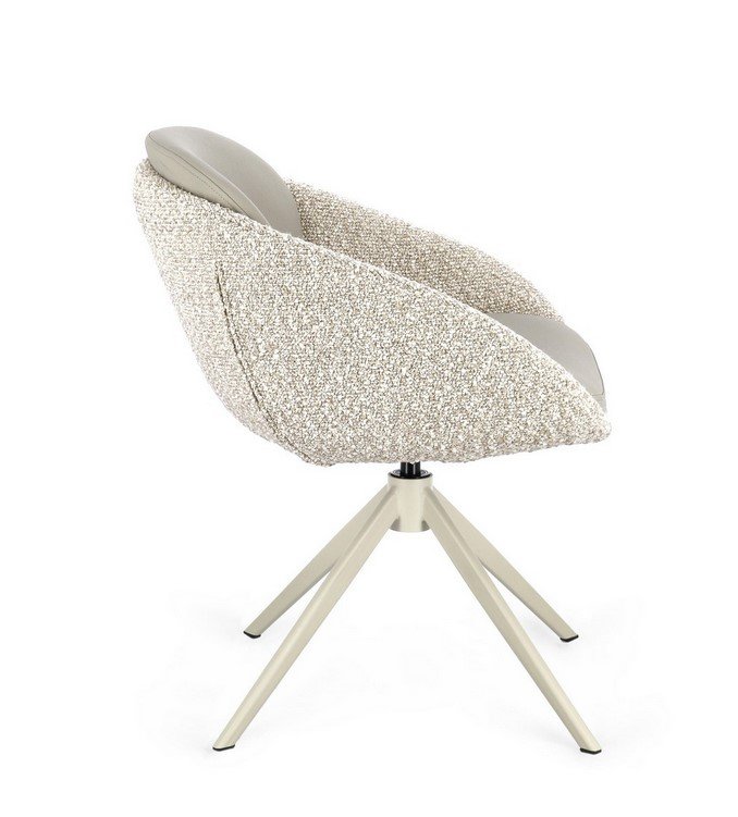 SEDIA AVERIK BEIGE4 - JOLLYGIUNCO Beige boucle swivel chair with a four-spoke tripod base shown on a white background.