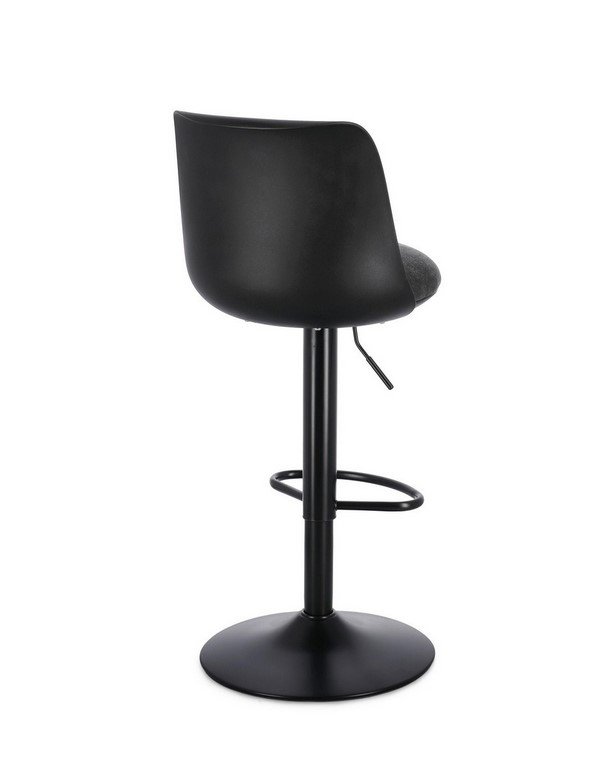 SGABELLO BAR LOWELL NERO1 - JOLLYGIUNCO Black swivel bar stool with round base and footrest, shown from the side