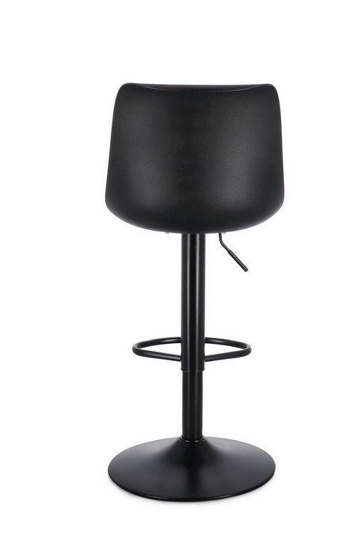 SGABELLO BAR LOWELL NERO3 - JOLLYGIUNCO Black bar stool with a small curved backrest, adjustable height lever, and circular base with footring