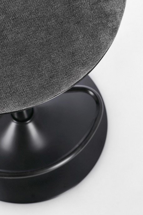 SGABELLO BAR LOWELL NERO6 - JOLLYGIUNCO Close-up of a black microphone with a gray foam windscreen mounted on a round black stand.