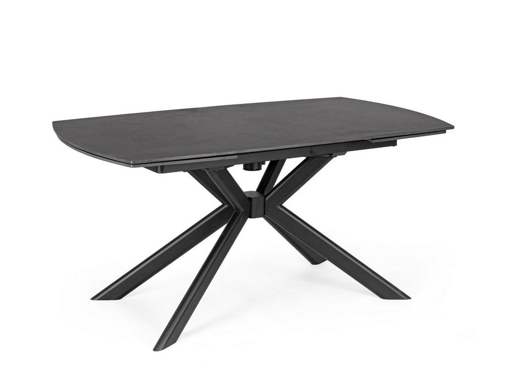 TAVOLO ALLJANIKA 160-240X90 NERO1 - JOLLYGIUNCO Rectangular black coffee table with a scissor-style X-legged base on a white background.