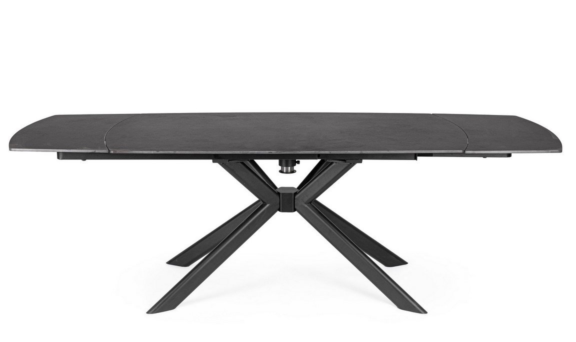 TAVOLO ALLJANIKA 160-240X90 NERO3 - JOLLYGIUNCO Black rectangular dining table with an extendable leaf and crisscross X-base.