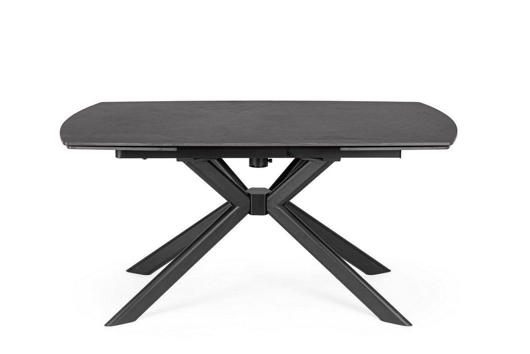 TAVOLO ALLJANIKA 160-240X90 NERO4 - JOLLYGIUNCO Rectangular black coffee table with an X-shaped metal base.