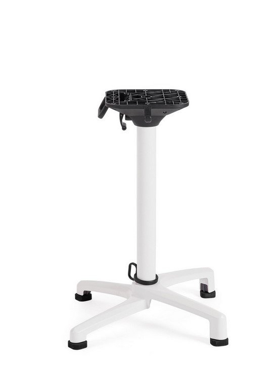 BASE TAVOLO ELSA BIANCO H723 - JOLLYGIUNCO White adjustable-height stand with a square black grid top and a four-foot base.