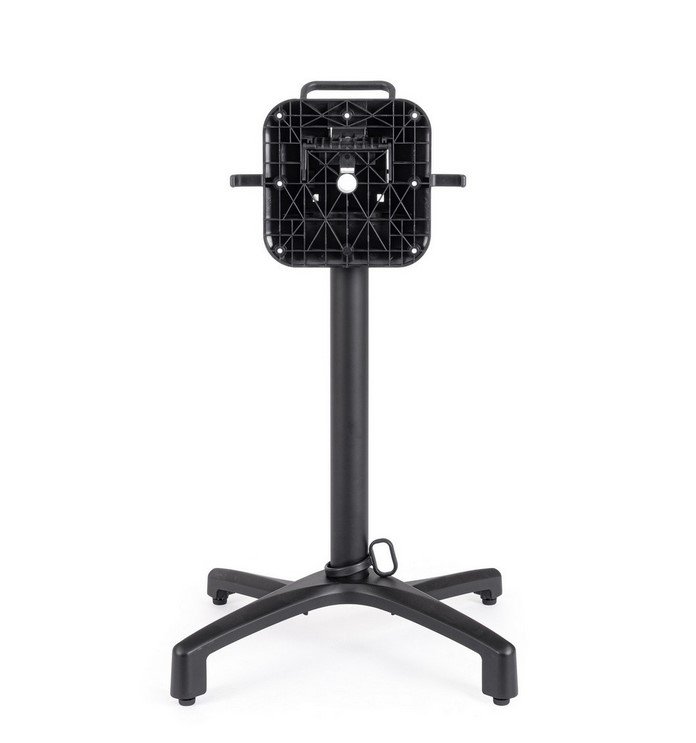 BASE TAVOLO ELSA NERO H725 - JOLLYGIUNCO Height‑adjustable equipment stand with a square grid mounting plate on top and a four‑legged base.
