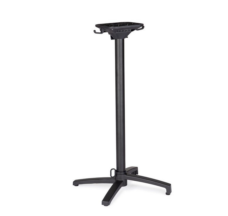 BASE TAVOLO MINERVA ALLUM H108 - JOLLYGIUNCO Tall black adjustable stand with a three-legged tripod base and a square mounting plate on top, likely used to hold a projector or speaker.