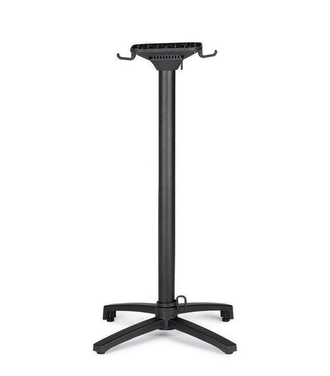 BASE TAVOLO MINERVA ALLUM H1082 - JOLLYGIUNCO Adjustable-height stand with a four-legged base and a grid-top platform featuring side hooks.