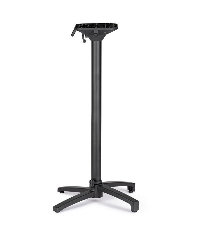 BASE TAVOLO MINERVA ALLUM H1083 - JOLLYGIUNCO Tall black height‑adjustable stand with a four‑leg base and a small rectangular top tray.