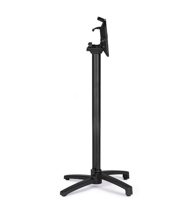 BASE TAVOLO MINERVA ALLUM H1084 - JOLLYGIUNCO Adjustable monitor stand with a vertical pole and clamp-on mounting bracket atop a four-legged base