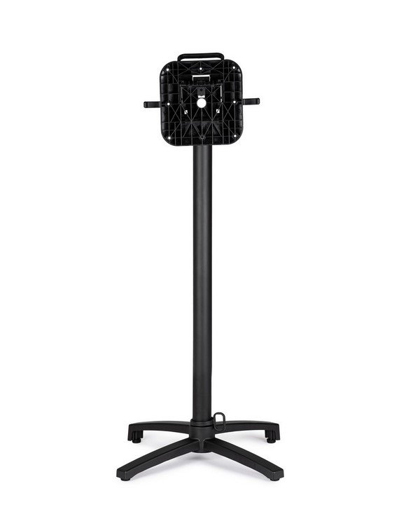BASE TAVOLO MINERVA ALLUM H1085 - JOLLYGIUNCO Tall black rolling stand with a square perforated mounting plate at the top for equipment attachment.