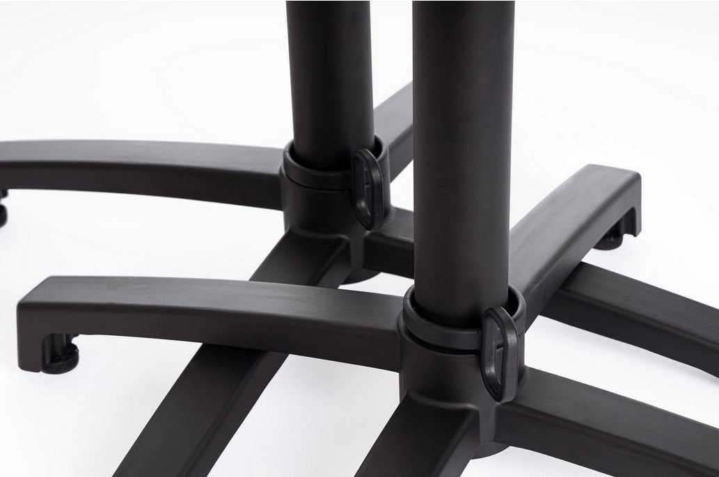 BASE TAVOLO MINERVA ALLUM H1087 - JOLLYGIUNCO Base of a black rolling chair with four intersecting legs and height-adjustment collars