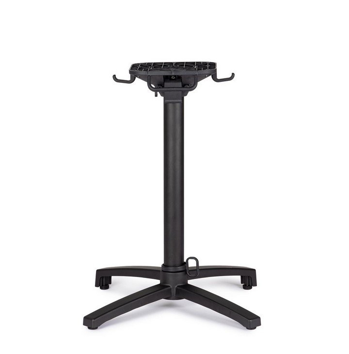 BASE TAVOLO MINERVA ALLUM H723 - JOLLYGIUNCO Height-adjustable rolling stand with a square equipment platform and side hooks on a five-legged base.