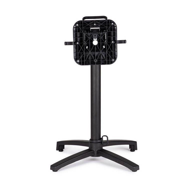 BASE TAVOLO MINERVA ALLUM H726 - JOLLYGIUNCO Mobile equipment stand featuring a square mounting plate with a grid pattern atop a vertical pole and a four-legged base.