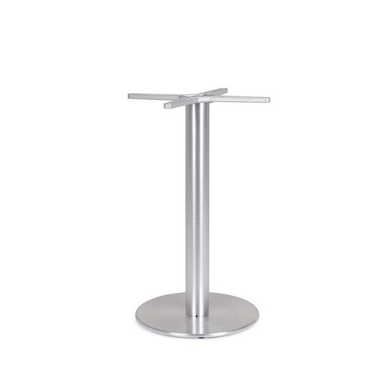 BASE TAVOLO VENERE ALLUM H72 - JOLLYGIUNCO Silver metal pedestal table base with a round base and central cylindrical column.