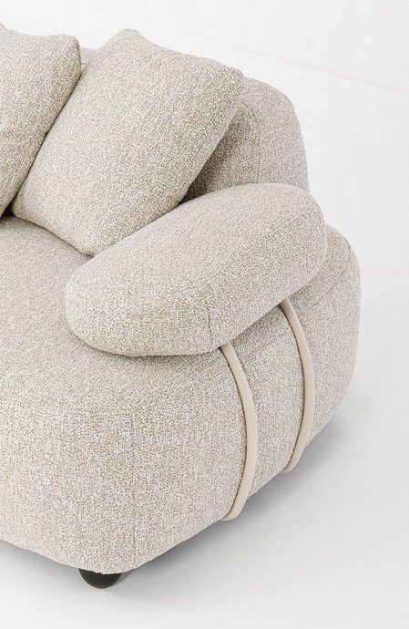 DIVANO 4+1P C-C ISIDE C-PENISOLA7 - JOLLYGIUNCO Beige textured armchair with rounded armrests and cushions