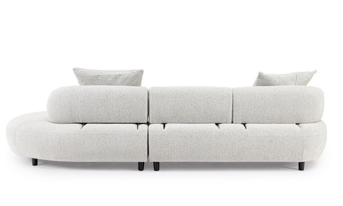 DIVANO C-C AFRODITE2 - JOLLYGIUNCO Light gray modular sectional sofa with a left chaise and two back cushions on a white background, showcasing a textured fabric.