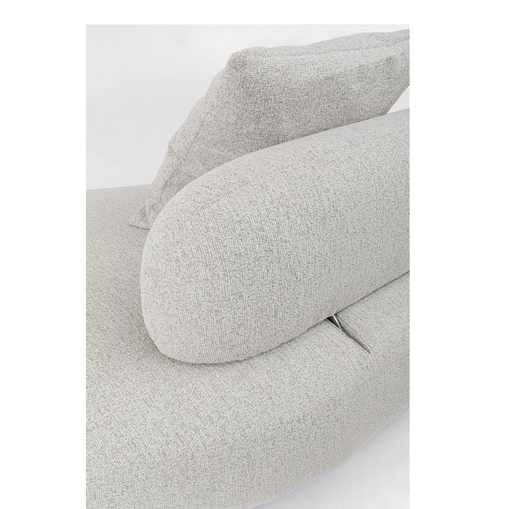 DIVANO C-C AFRODITE7 - JOLLYGIUNCO Close-up of a light gray fabric sofa showing a small tear near the seat cushion seam.