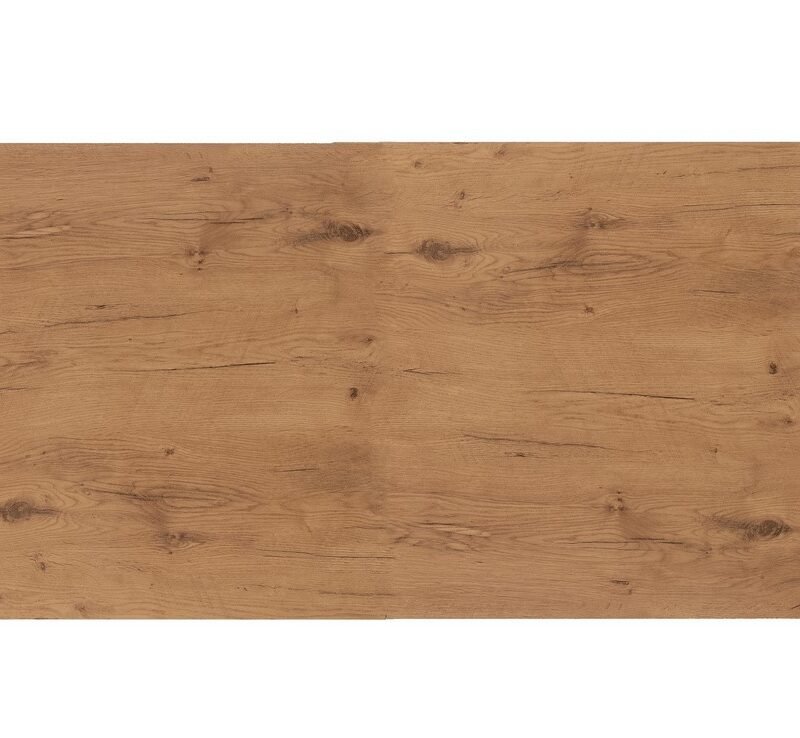 Rectangular wooden tabletop with visible grain and knots in warm brown tones.