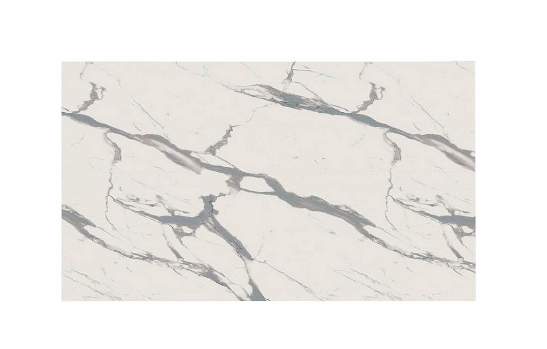 PIANO TAVOLO 120X70 HPL STATUARIO V - JOLLYGIUNCO White marble tile with subtle gray veining running diagonally across the slab.