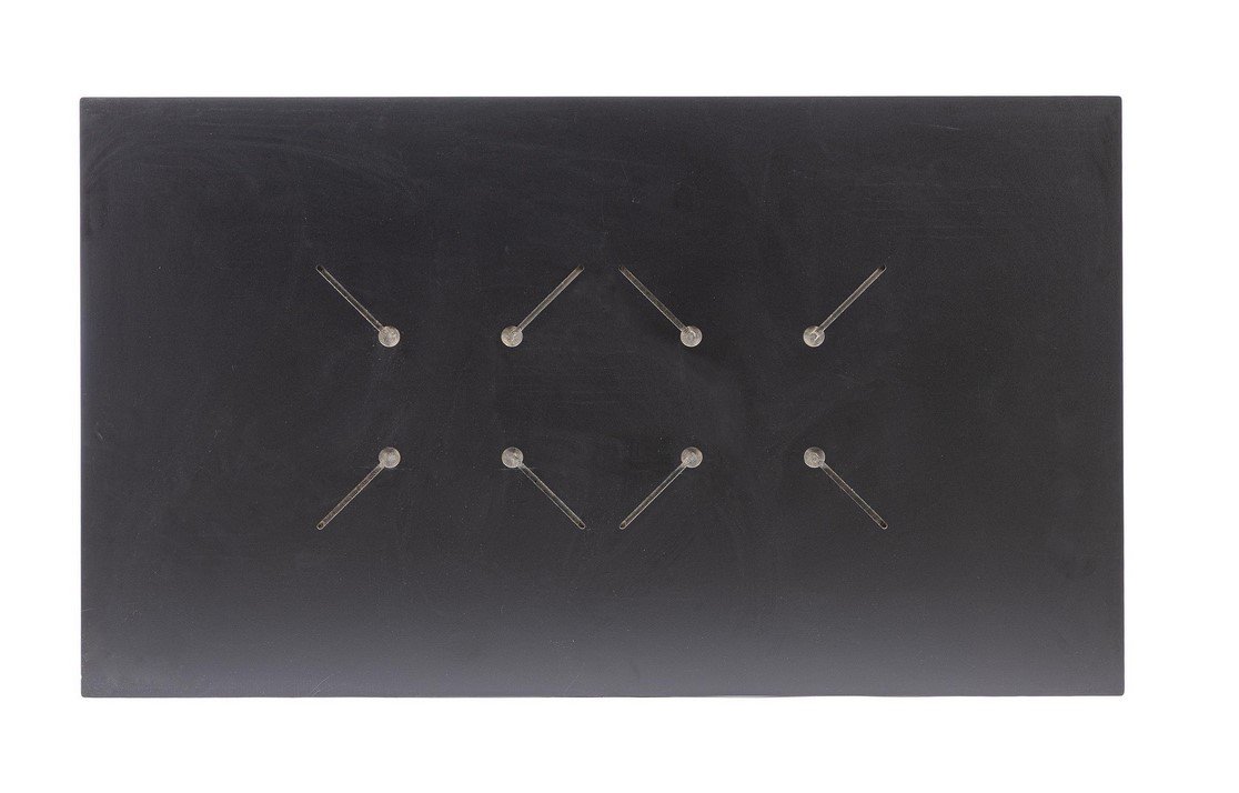 PIANO TAVOLO 120X70 HPL STATUARIO V1 - JOLLYGIUNCO Black rectangular board with eight small metal pins arranged in two rows.
