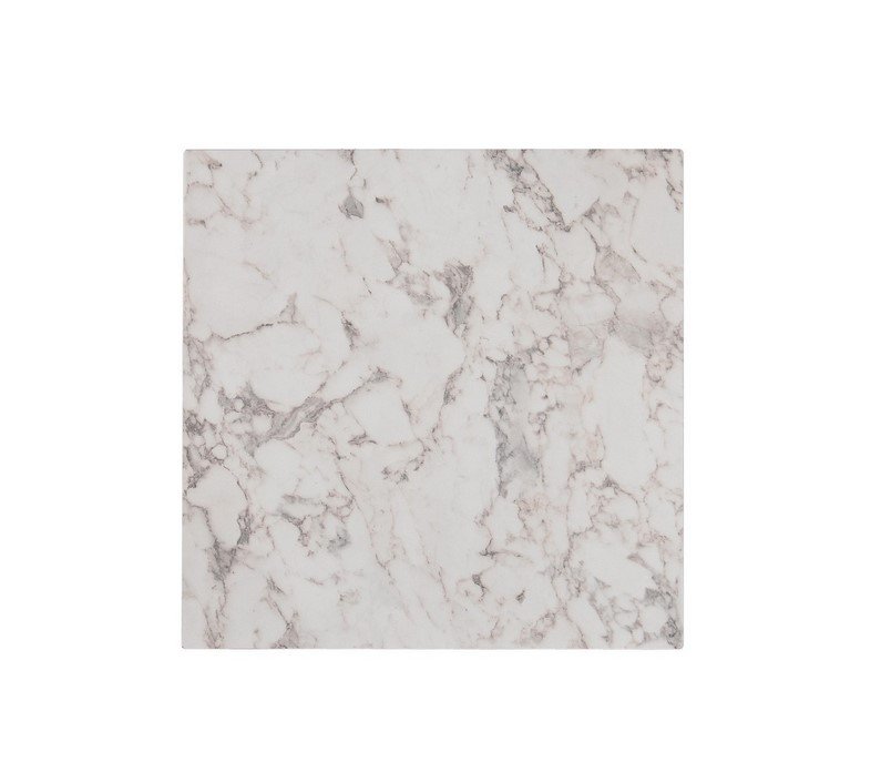 Square marble tile with a white base and subtle gray veining.