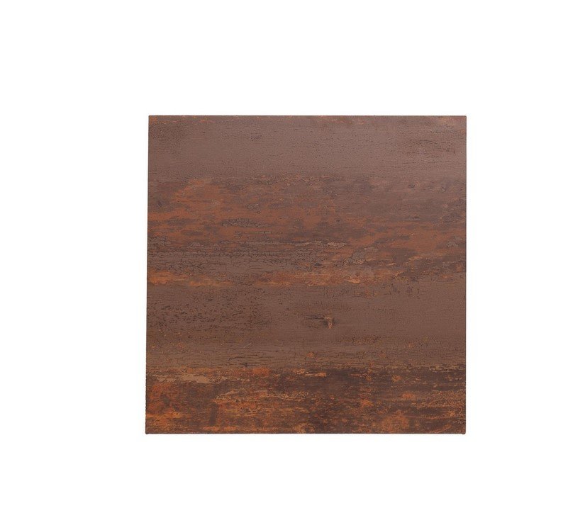 PIANO TAVOLO 60X60 HPL CORTEN - JOLLYGIUNCO Square tile showing a weathered rusted metal surface with brown and orange patina, textured and aged.