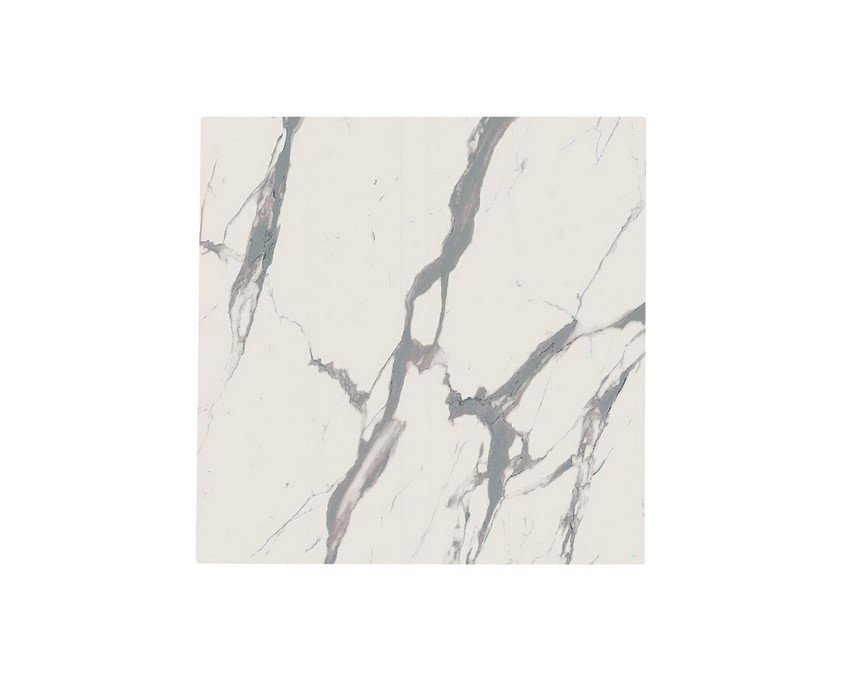 PIANO TAVOLO 60X60 HPL STATUARIO - JOLLYGIUNCO White marble tile with dark gray veining across a pale background (square format)./n1