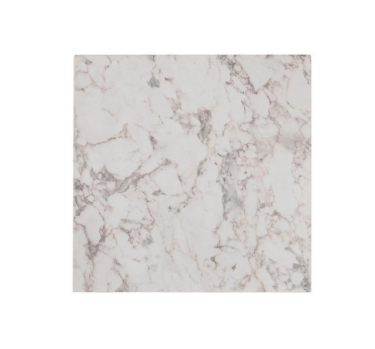 Square marble tile with white surface and gray veining