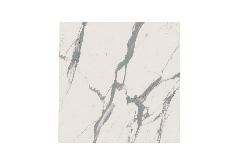 PIANO TAVOLO 80X80 HPL STATUARIO VE - JOLLYGIUNCO Square white marble tile with gray veining.