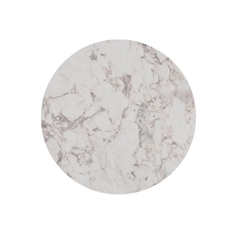 Round marble coaster with white and gray veining